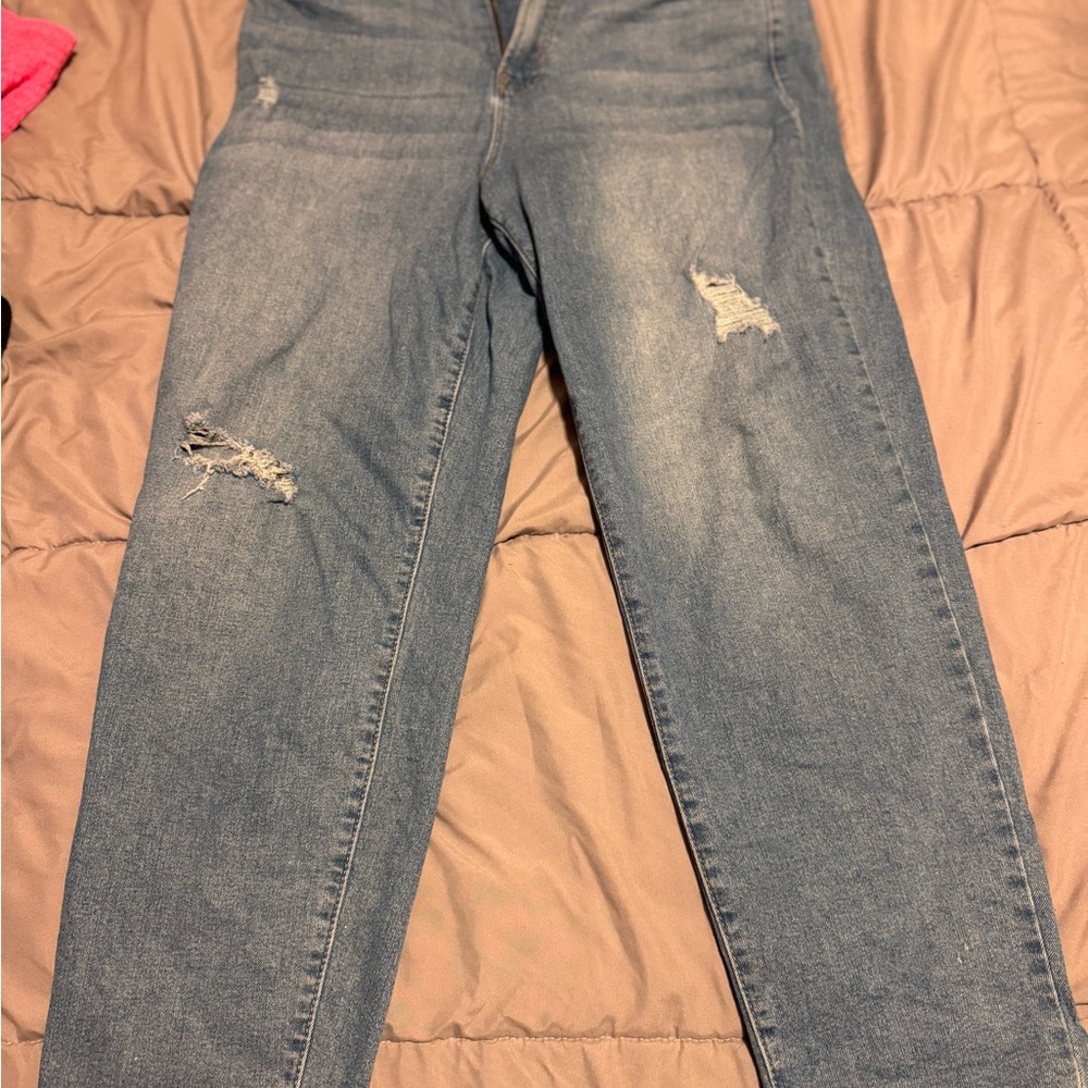 Nicole Miller Blue Distressed Skinny Jeans